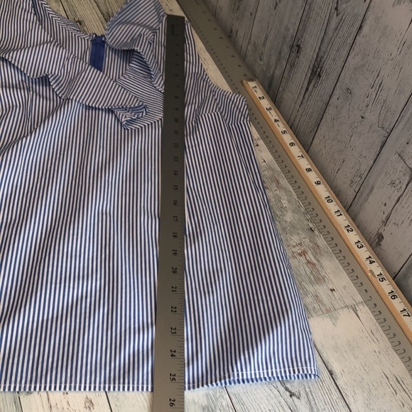 J.Crew Ruffled V-Neck Stripe Sleeveless Top 2 - Picture 10 of 10